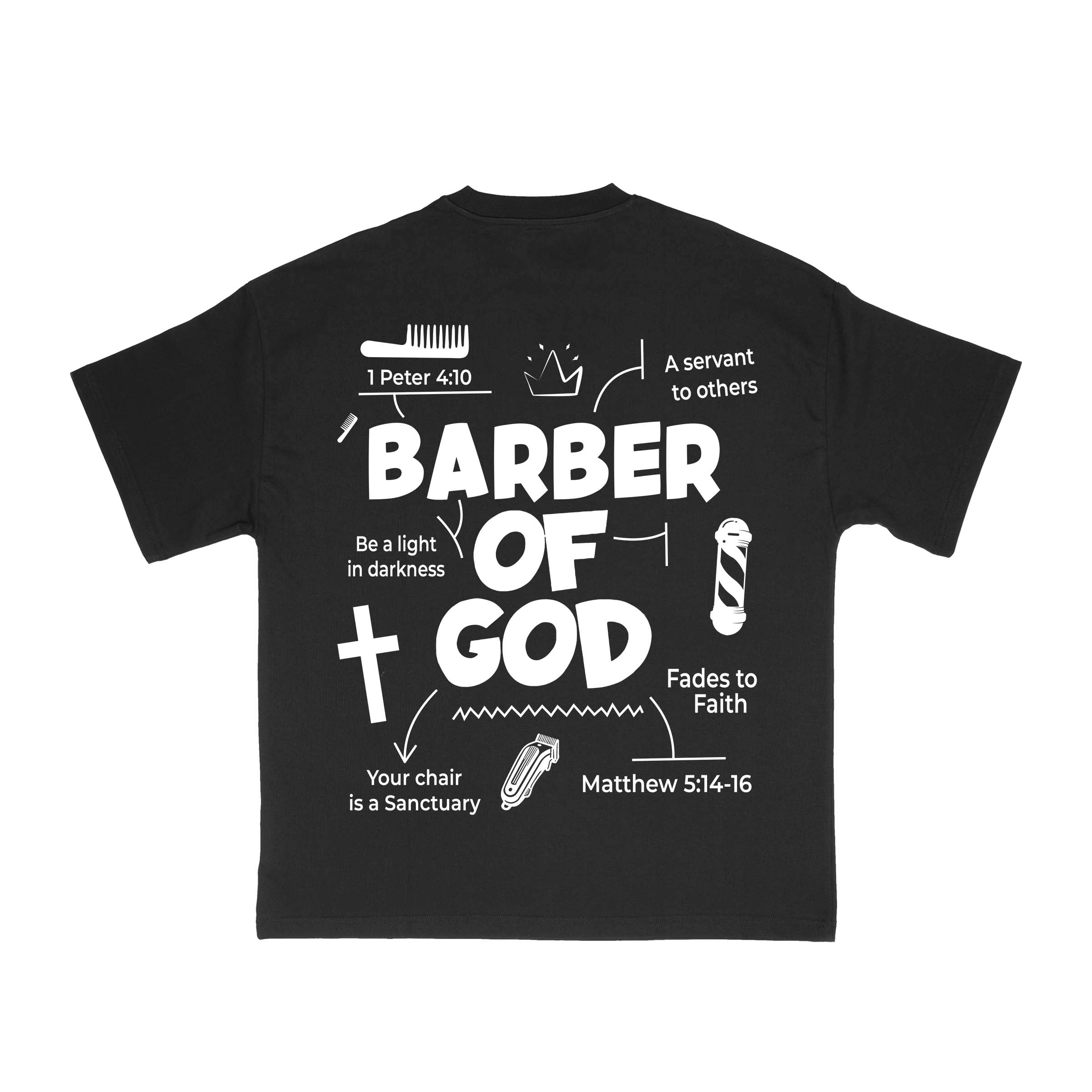 Barber Of God Tee - Black/White