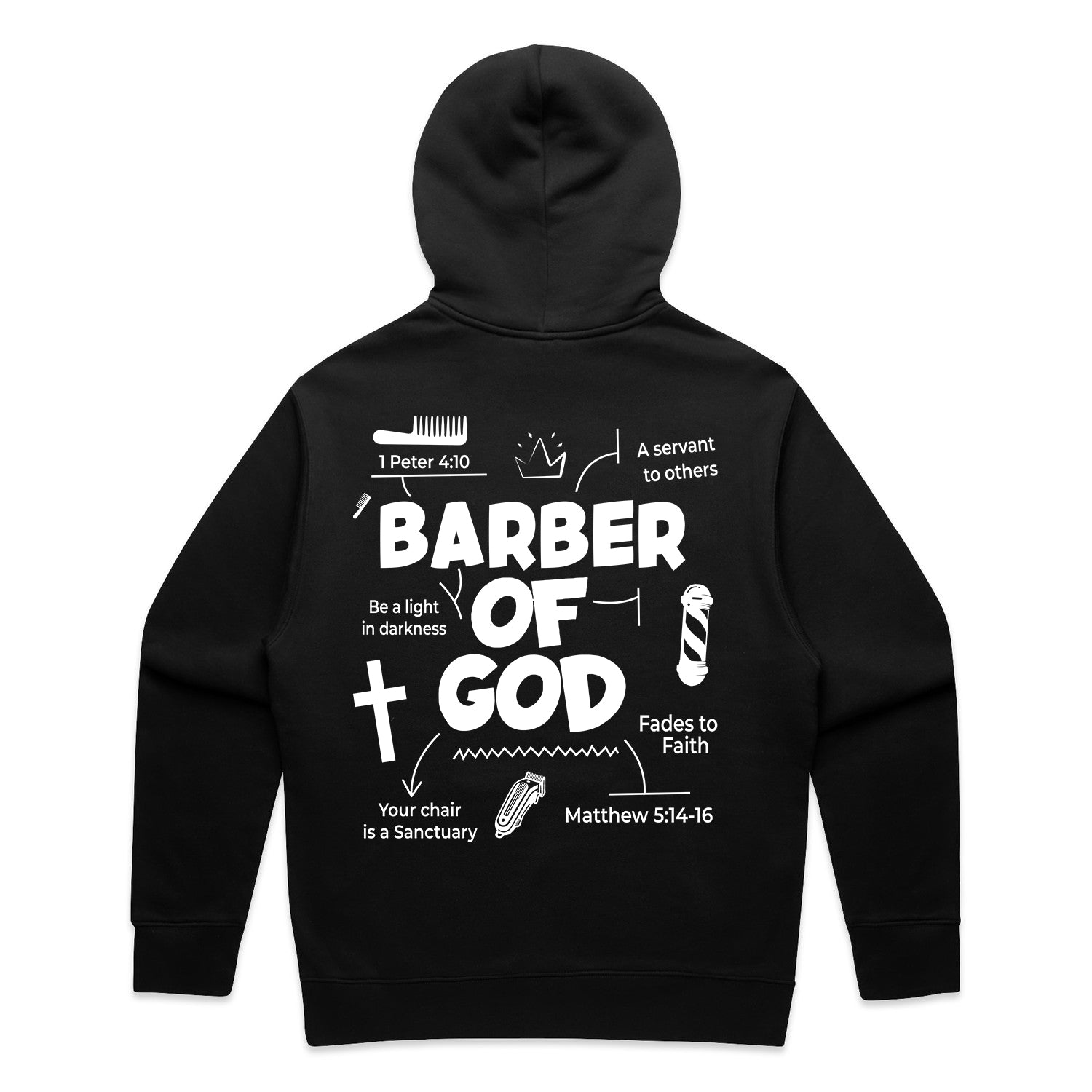 Barber Of God Hoodie - Black/White