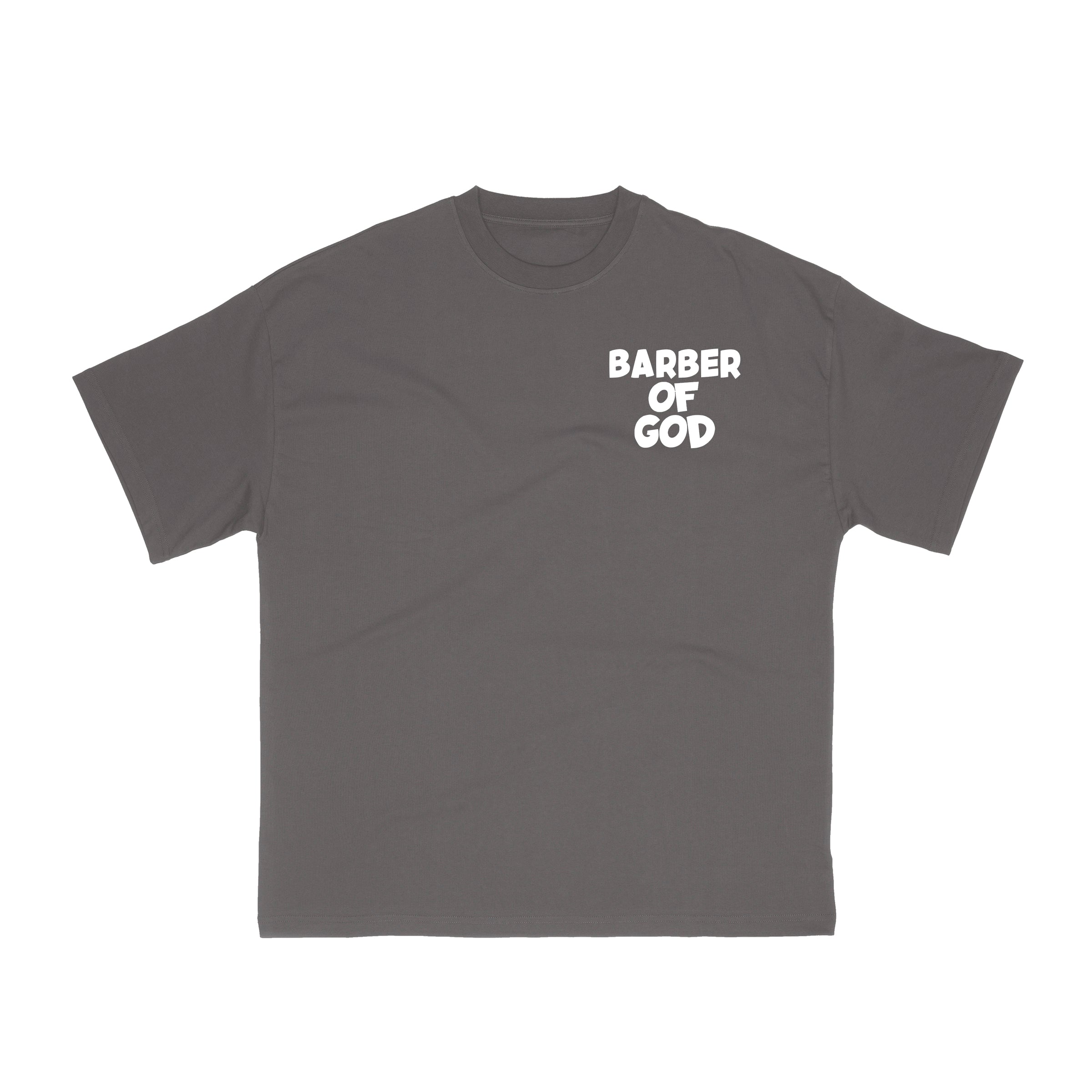 Barber Of God Tee - Vintage Grey/White
