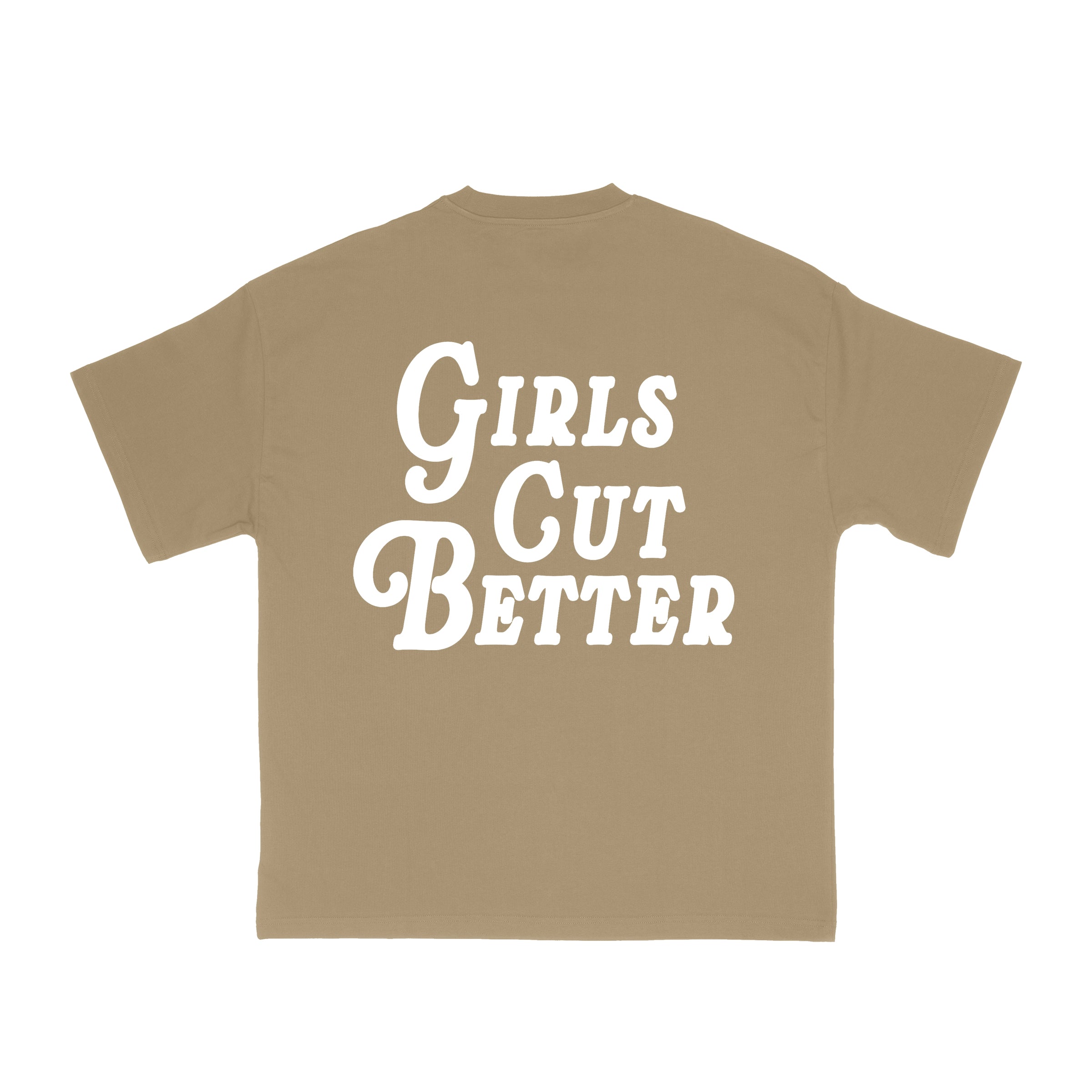 Girls Cut Better Tee - Beige/White