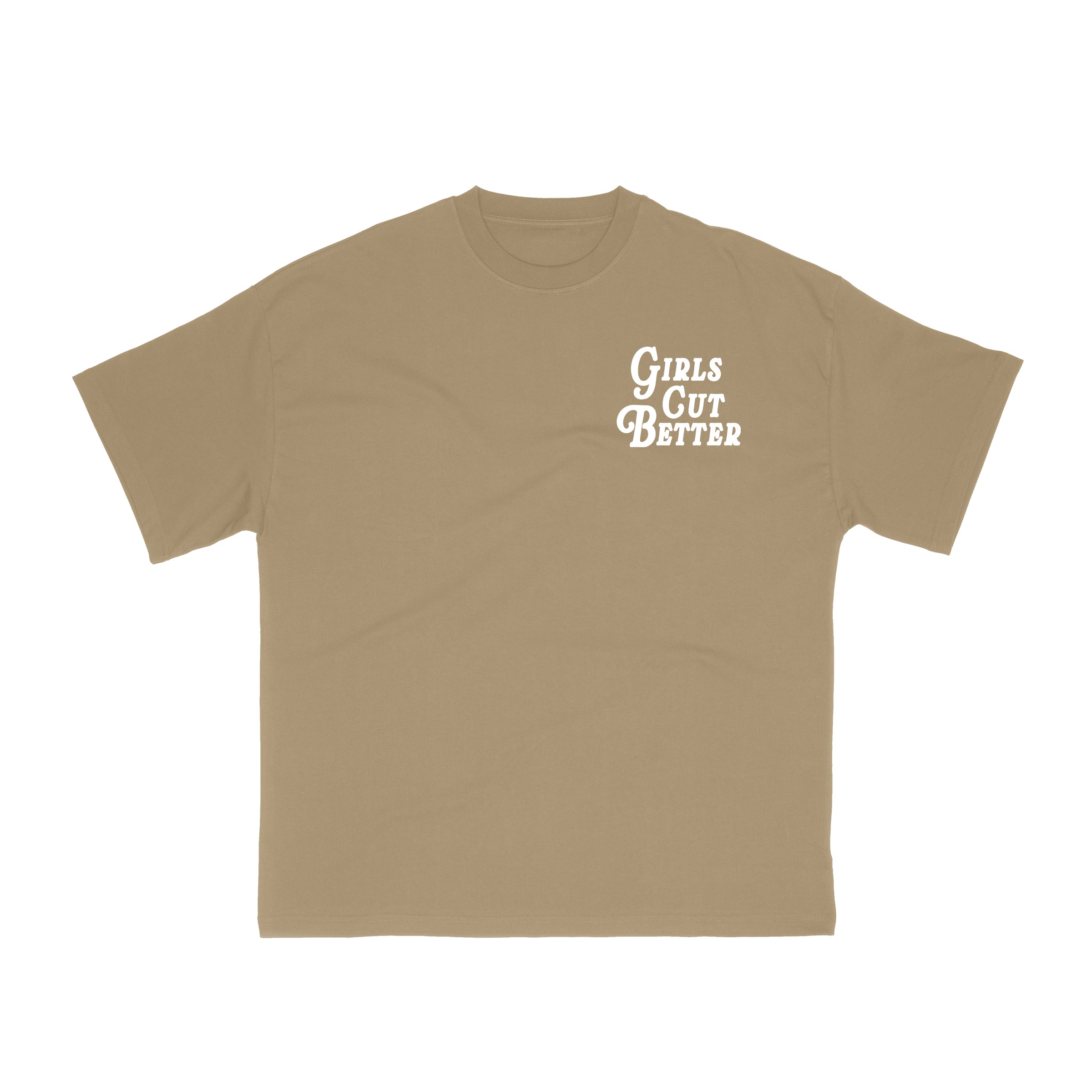 Girls Cut Better Tee - Beige/White