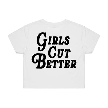 Girls Cut Better Crop Top - White