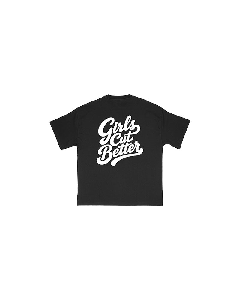 Girls Cut Better Script Tee - Black/White
