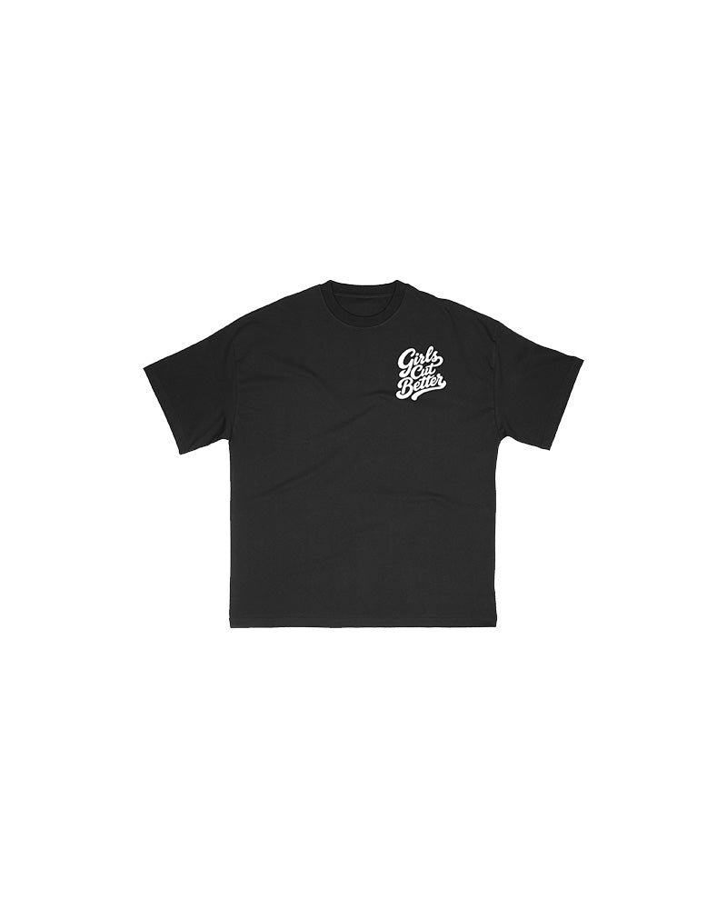 Girls Cut Better Script Tee - Black/White